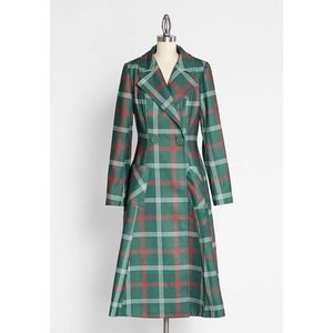 ModCloth x Collectif Pardon Our Trench Plaid Coat